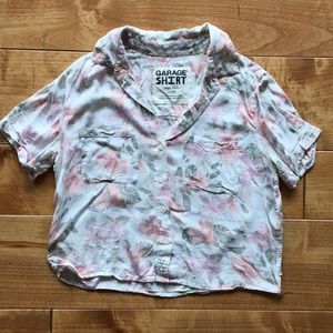 Garage • Tropical Print Cropped Shirt